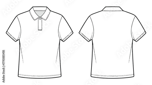 Clean front and back view of a classic white polo shirt, perfect for uniforms, sportswear, and casual everyday wear