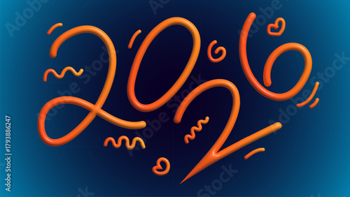 Bright glowing digits forming lively expressive modern 2026 celebration artwork