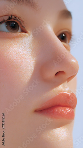 close up portrait of young woman, generation AI 