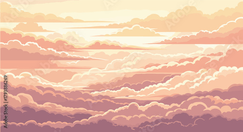 Pixel Art Serenity A Tranquil Sky of Softly Colored Clouds in Pixelated Beauty