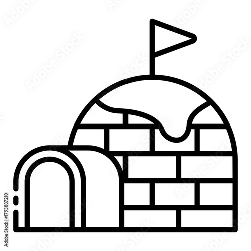 igloo shelter icon for cold area, snow, winter