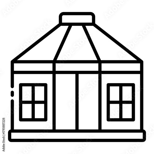 yurt house icon for tent living, rural, travel
