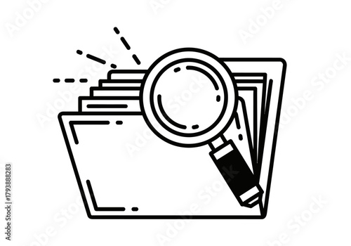 Vector illustration of a folder with a magnifying glass, file search concept, clipart style vector