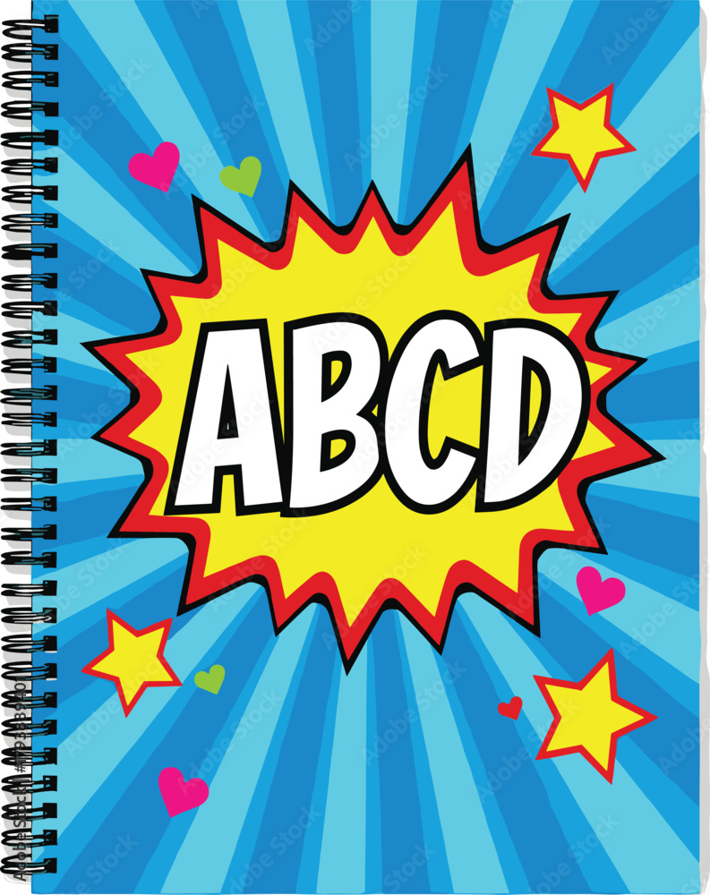 Fototapeta premium Comic Style ABCD Notebook Cover Set