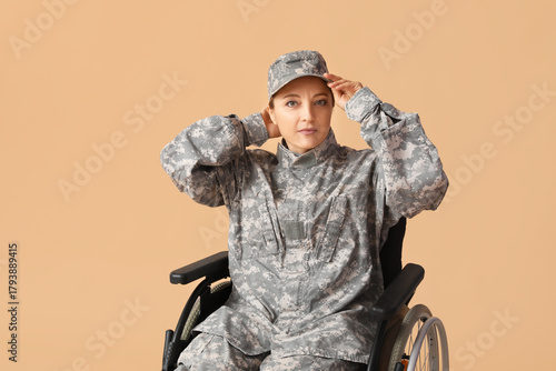 Female soldier in wheelchai...