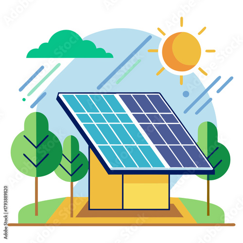 Modern solar panels installed on a house roof, capturing sunlight to generate clean, renewable energy for a sustainable future