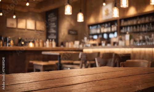 Imagine warm coffee and conversation at this cozy cafe with an inviting wooden table perfect for showcasing your product or design mockup now