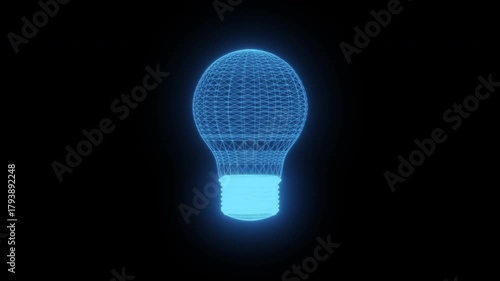 Glowing light bulb on a black background