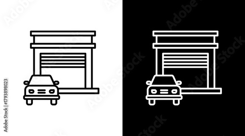 Car Dealership White Icon Set Design