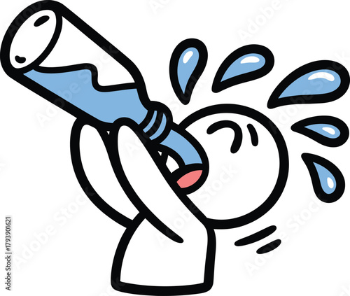 Thirsty person drinking water from bottle