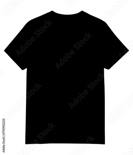 Black t-shirt silhouette icon, simple blank apparel vector, minimalist clothing design template for fashion branding and garment presentation