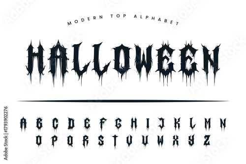 Satan Hunter in Halloween stylish Font and Alphabet abcd font vector design