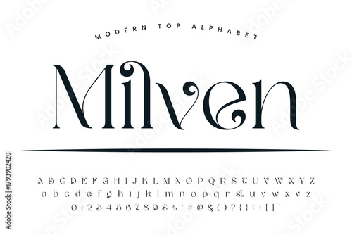 Milven stylish Font and Alphabet abcd font vector design