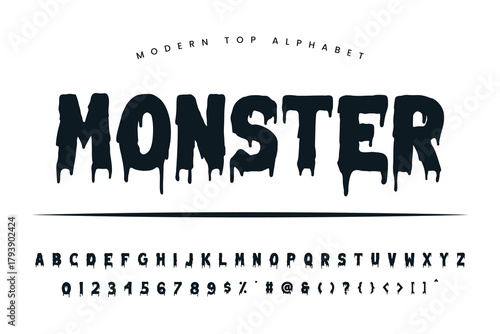 Melted Monster stylish Font and Alphabet abcd font vector design
