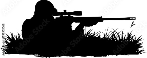 silhouette of a soldier with gun, silhouette, gun, soldier, rifle, military, weapon, war, black, person, people, illustration, vector, army, armed, shoot, shooter, music, shooting, aiming