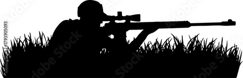 silhouette of a soldier with gun, silhouette, gun, soldier, rifle, military, weapon, war, black, person, people, illustration, vector, army, armed, shoot, shooter, music, shooting, aiming
