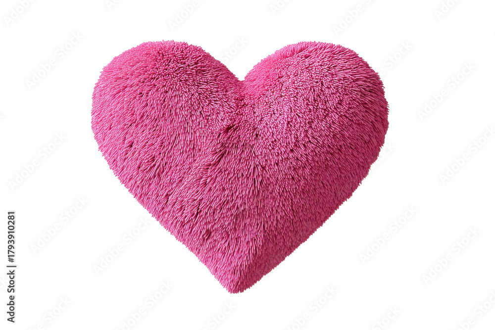 Fototapeta premium Fluffy Pink Heart Shaped Pillow Isolated on Black Background soft, Isolated On Transparent Background, Png Cut Out