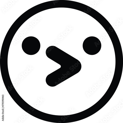 Simple black and white cartoon egg character with eyes and beak