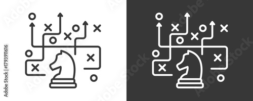 Strategic Roadmap Icon Set Vector Collection Isolated In Black And White