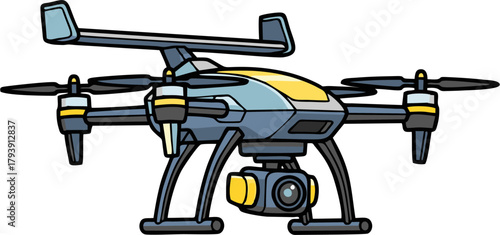 Modern Drone with Camera for Aerial Photography and Videography.