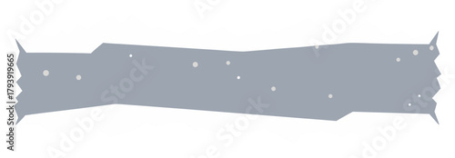 Horizontal grey bandage or torn paper strip with subtle texture and rough, jagged edges. Isolated vector graphic for medical, repair, or distressed design themes. Can be used for text boxes or decorat