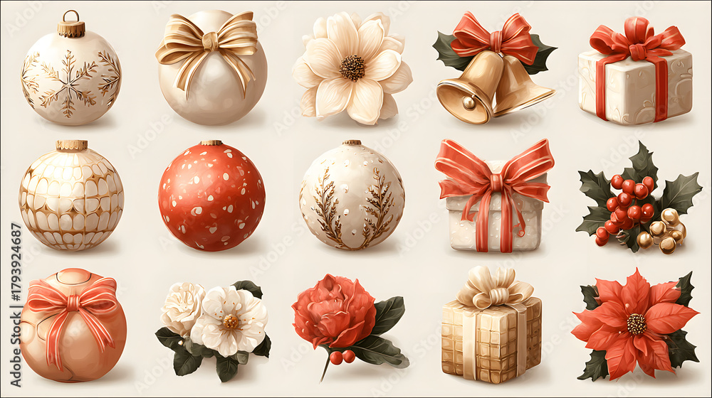 Naklejka premium PNG Christmas element set, transparent background