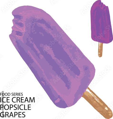 ice cream popsicle grapes isolated on white background