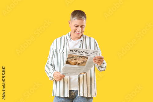 Young woman with short hair...