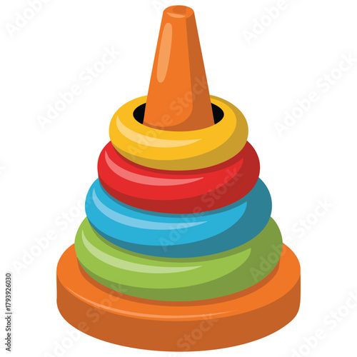 Carnival ring toss sticker design with vector outline isolated vector illustration on white background