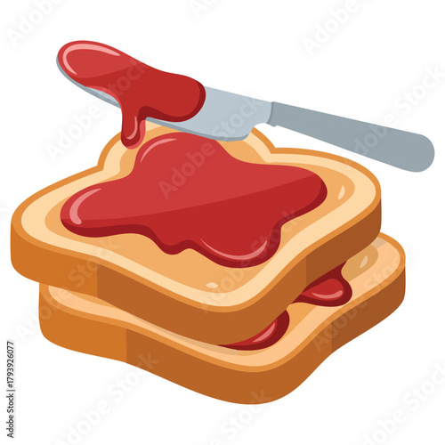 Bread with jam spread doodle vector sticker isolated vector illustration on white background