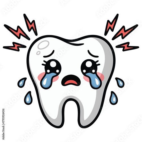Dental broken tooth vector sticker design isolated vector illustration on white background