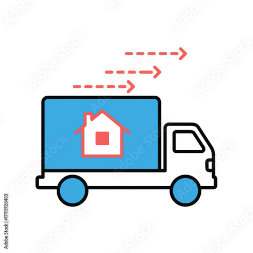 Vector illustration of illustration of a moving truck with a house icon on its side