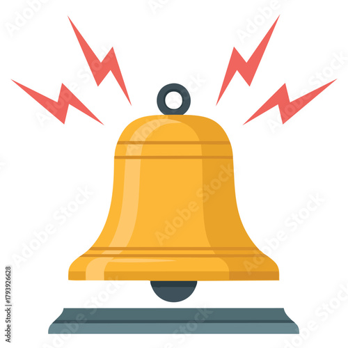 School ringing bell with metal hand design isolated vector illustration on white background