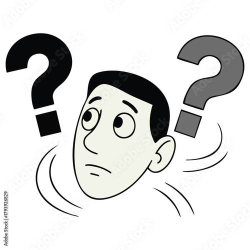 Confused boy sticker character design illustration isolated vector illustration on white background