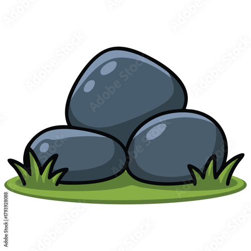 Set of different boulders stones isolated vector illustration on white background