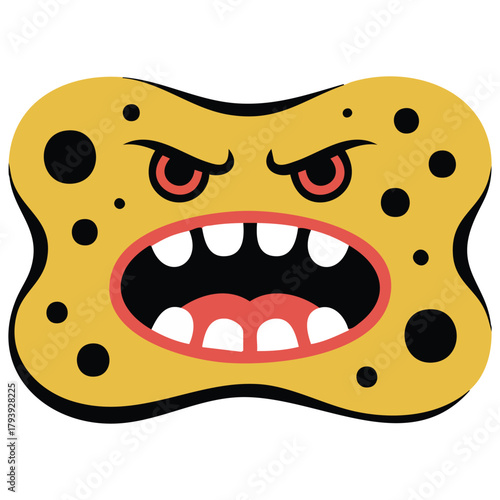 Screaming sponge emoji yellow avatar emotion isolated vector illustration on white background