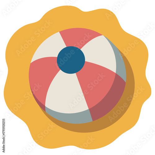 Beach ball flat icon vacation symbol isolated vector illustration on white background