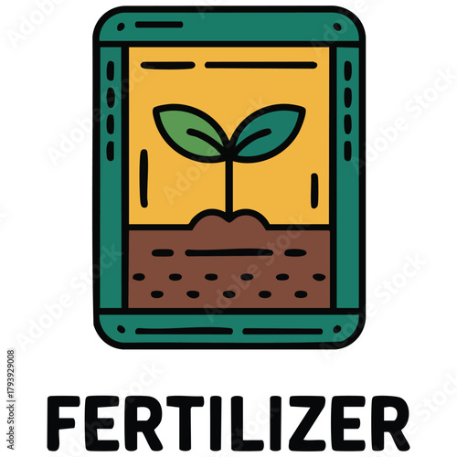 Plant growth in fertilizer bag gardening vector illustration isolated on white background