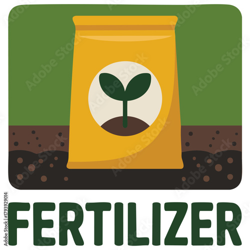 Seedling icon with paper bag and fertilizer vector illustration isolated