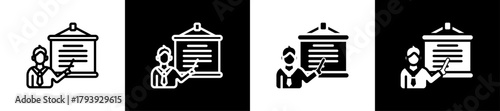 Teacher Line And Glyph Style Icon In White And Black Background