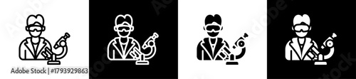 Scientist Line And Glyph Style Icon In White And Black Background