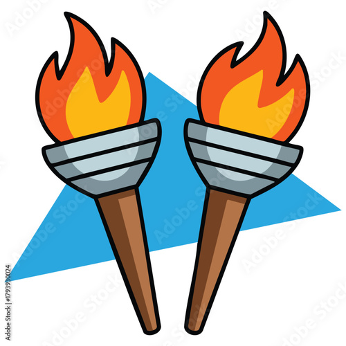 Olympic torch ignition flame transfer vector illustration isolated