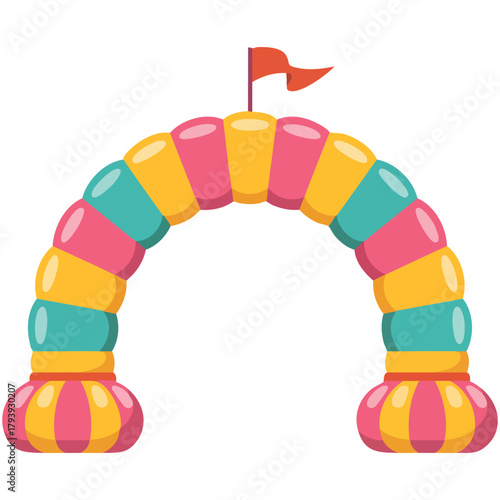 Fairground attraction entry point with ticket booth isolated vector illustration on white background