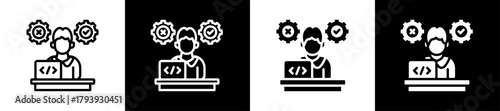 Software Tester Line And Glyph Style Icon In White And Black Background