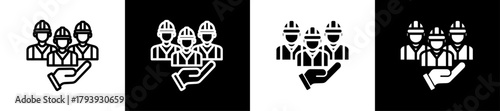 Social Worker Line And Glyph Style Icon In White And Black Background
