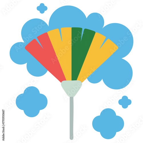 Floor cleaning mop with bucket isolated vector illustration on white background