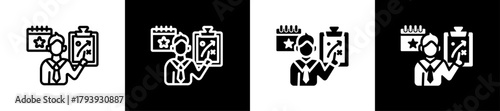 Event Planner Line And Glyph Style Icon In White And Black Background