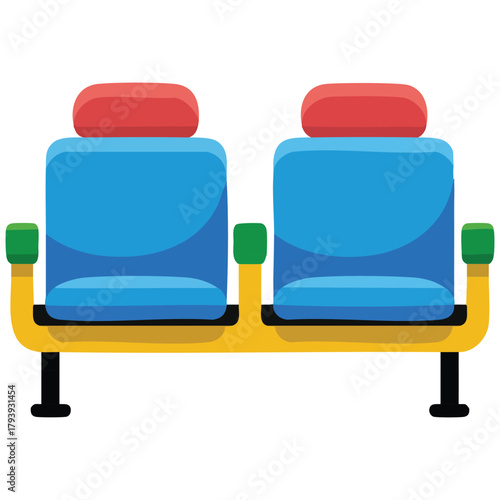 Airport waiting area seat for passengers isolated vector illustration on white background