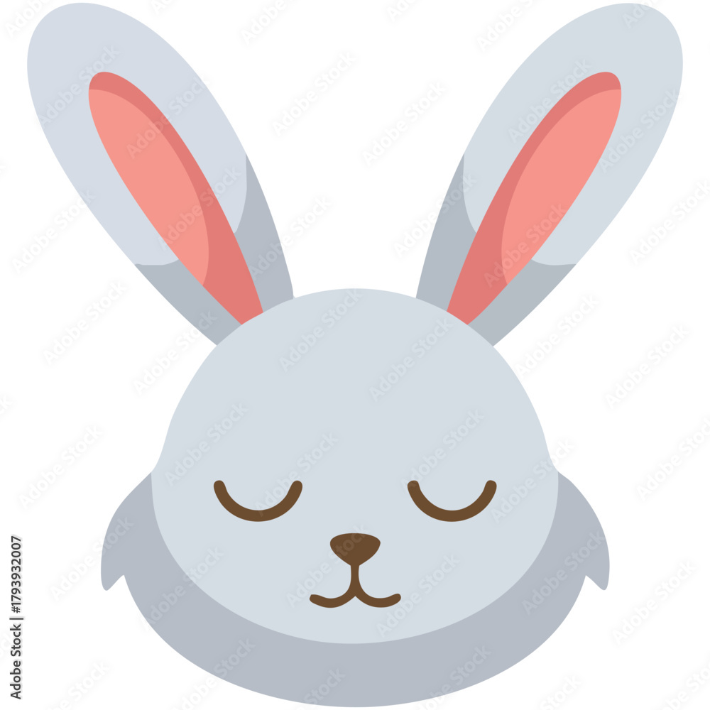 Obraz premium Playful rabbit head doodle looking over horizontal line with cute features