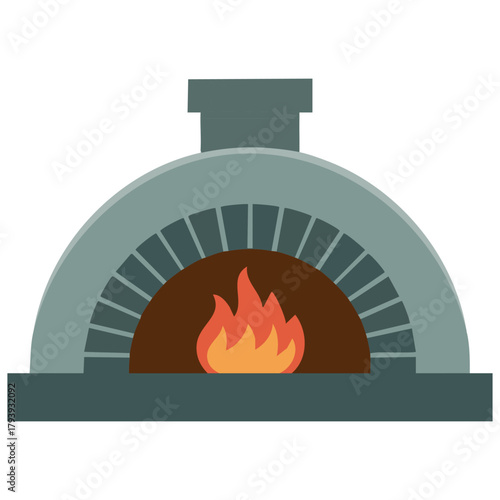 Handmade old fashioned oven for cooking with natural fuel isolated vector illustration